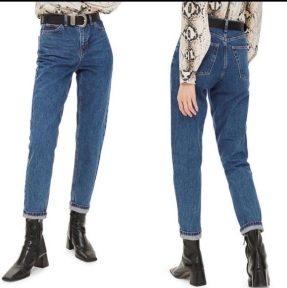 💥HOST PICK💥Topshop‎ mom jeans 100% cotton denim,cropped length,high ris - Picture 2 of 15